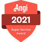 Image of the Angi 2021 Super Service Award, showcasing a prestigious recognition for outstanding service excellence.